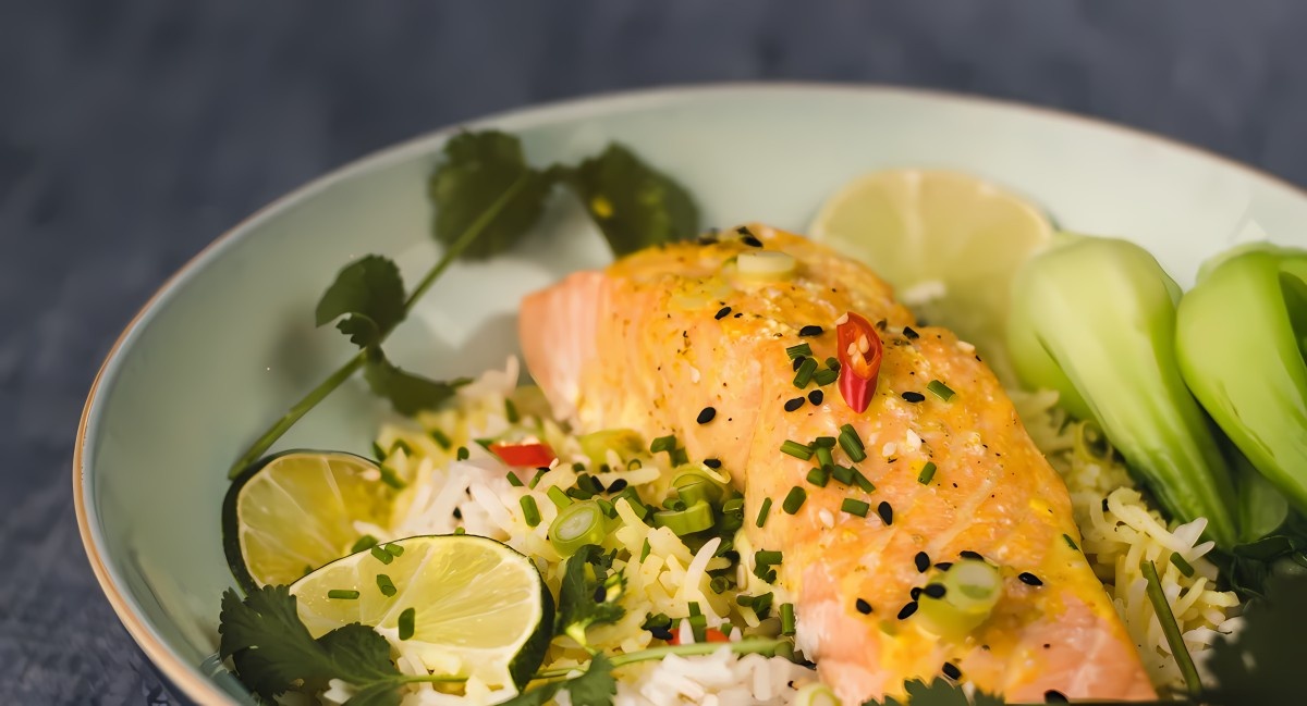 Salmon Steak in Coconut Milk with Peas